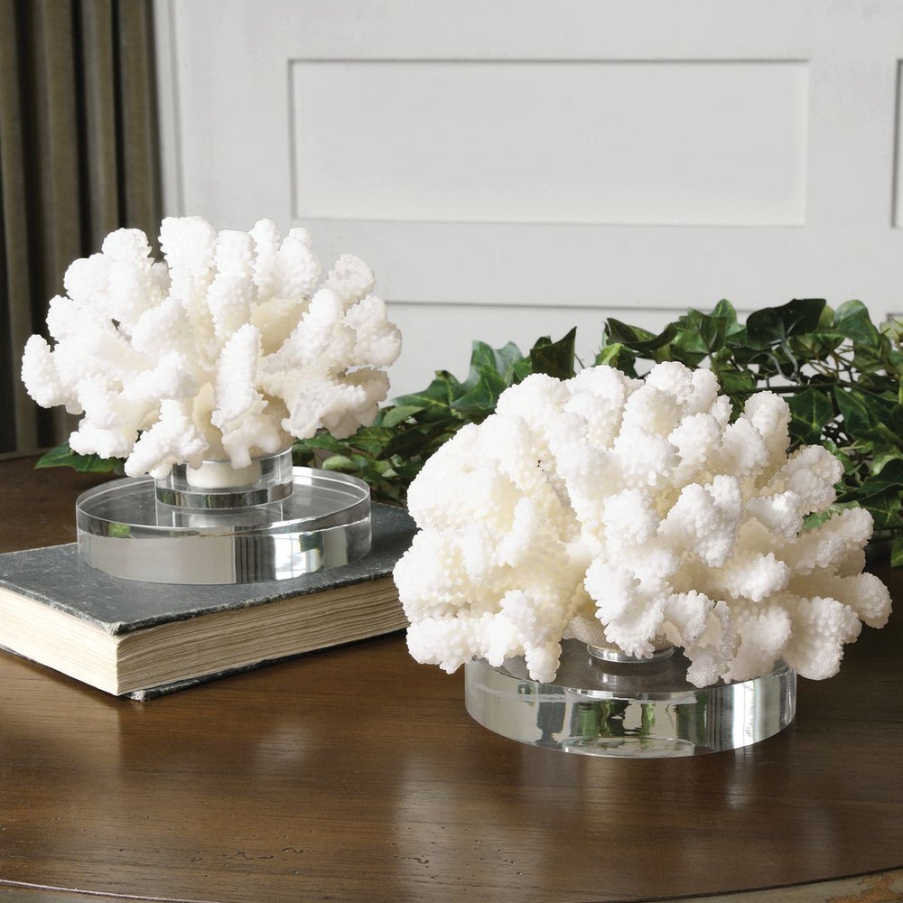 Breton White Coral Sculpture - Set of 2