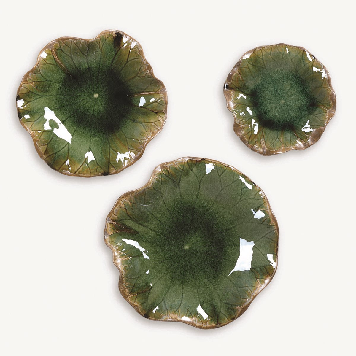 Lungo 18 in. Green Ceramic Wall Decor - Set of 3