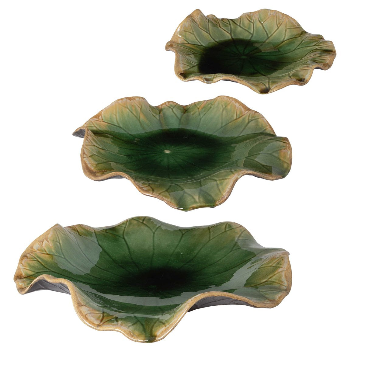 Lungo 18 in. Green Ceramic Wall Decor - Set of 3