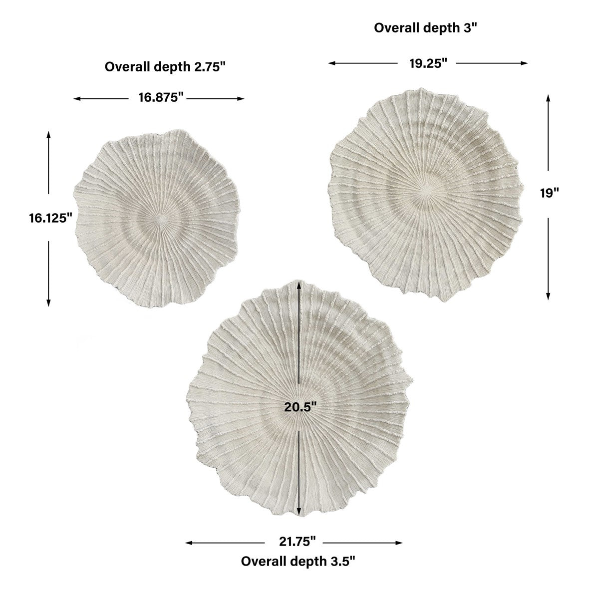 Uri 22 in. Sea Coral Wall Decor - Set of 3