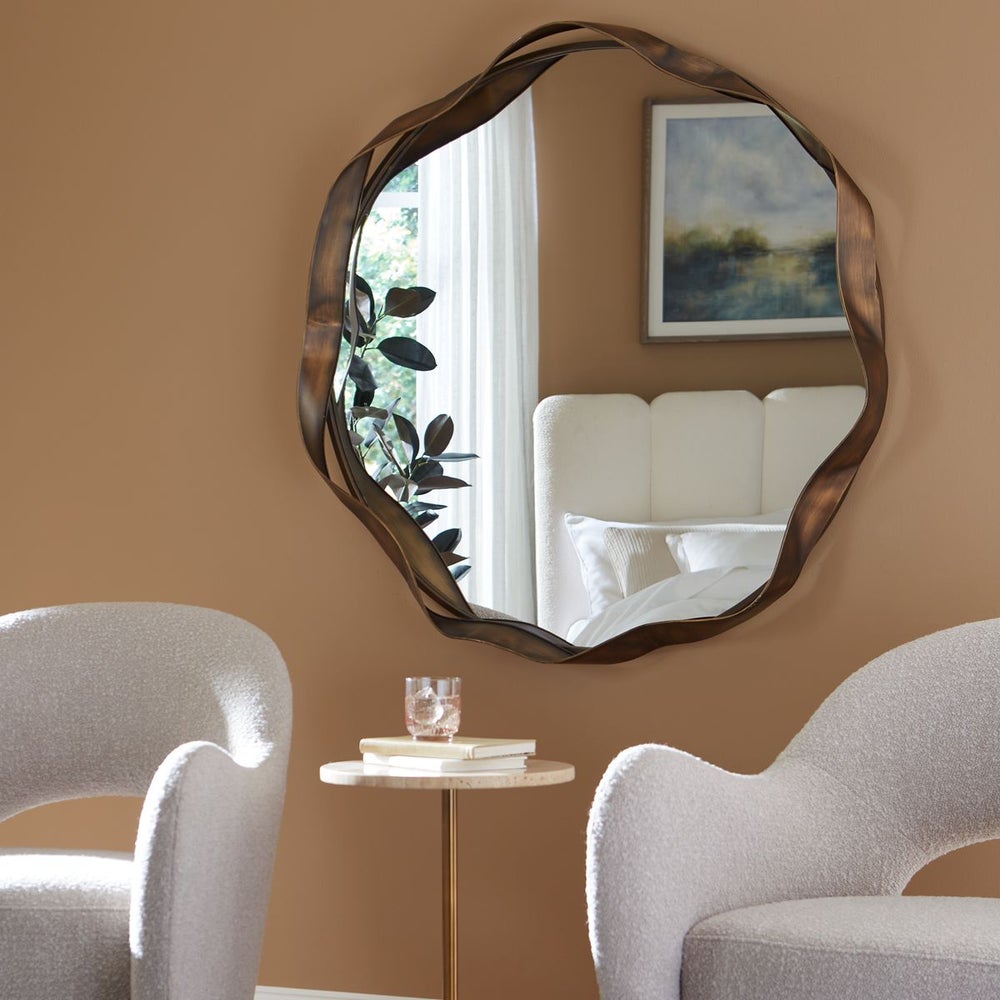 Frisa 41 in. Round Iron Frame Mirror