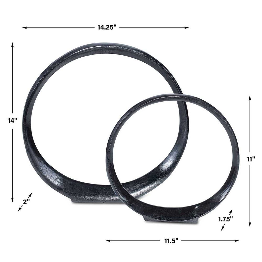Marianne Black Ring Sculptures - Set of 2