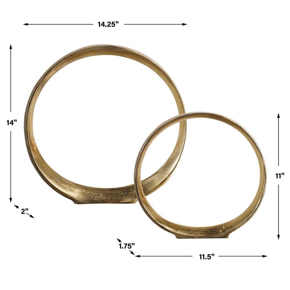Marianne Gold Ring Sculptures - Set of 2