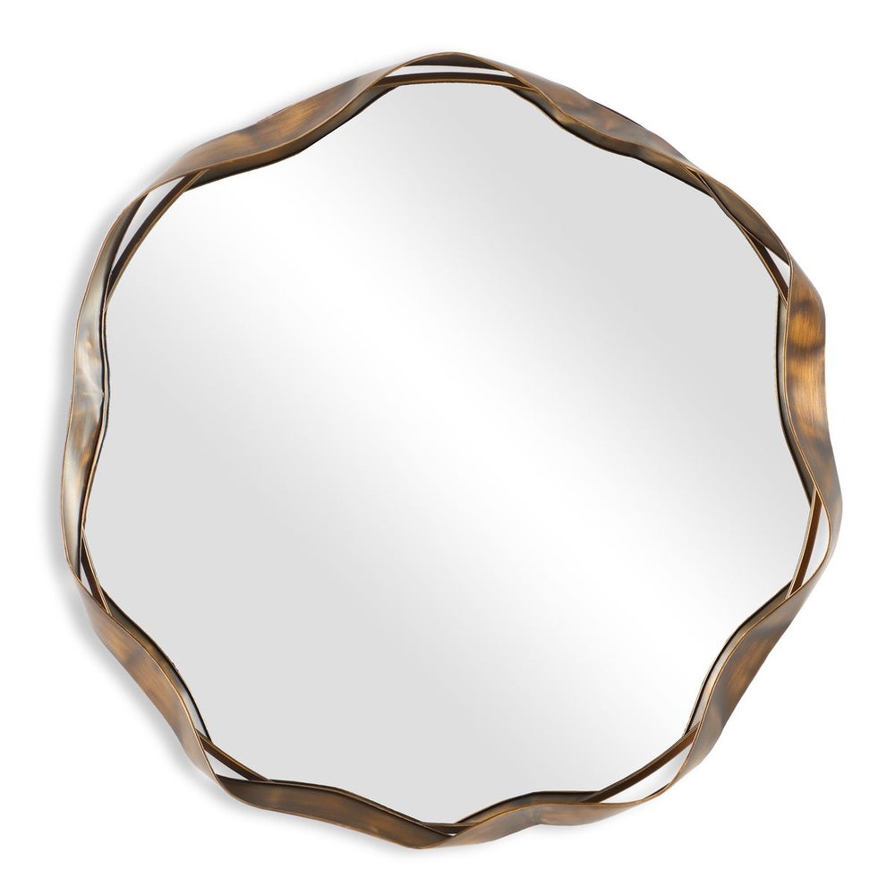 Frisa 41 in. Round Iron Frame Mirror