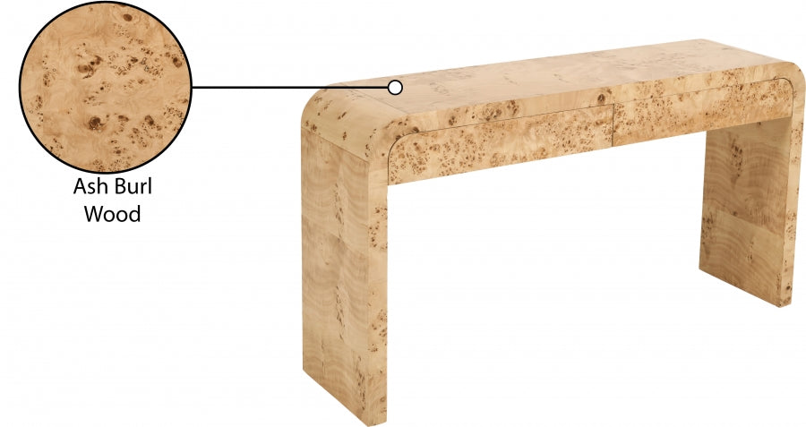 Arcevia 54 in. Ash Burl Wood Console Table