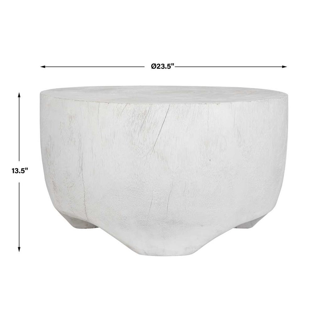 Bubano 24 in. Suar Wood Coffee Table - White