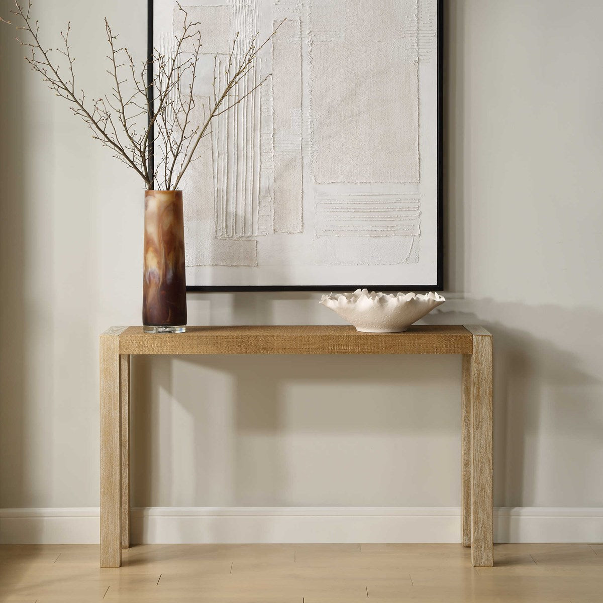Giberti 52 in. Oak Veneer Console Table
