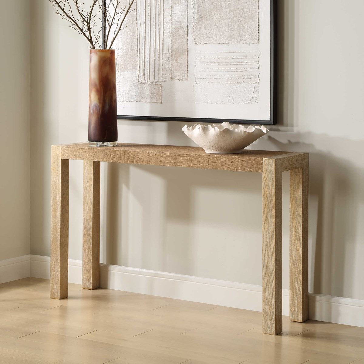 Giberti 52 in. Oak Veneer Console Table