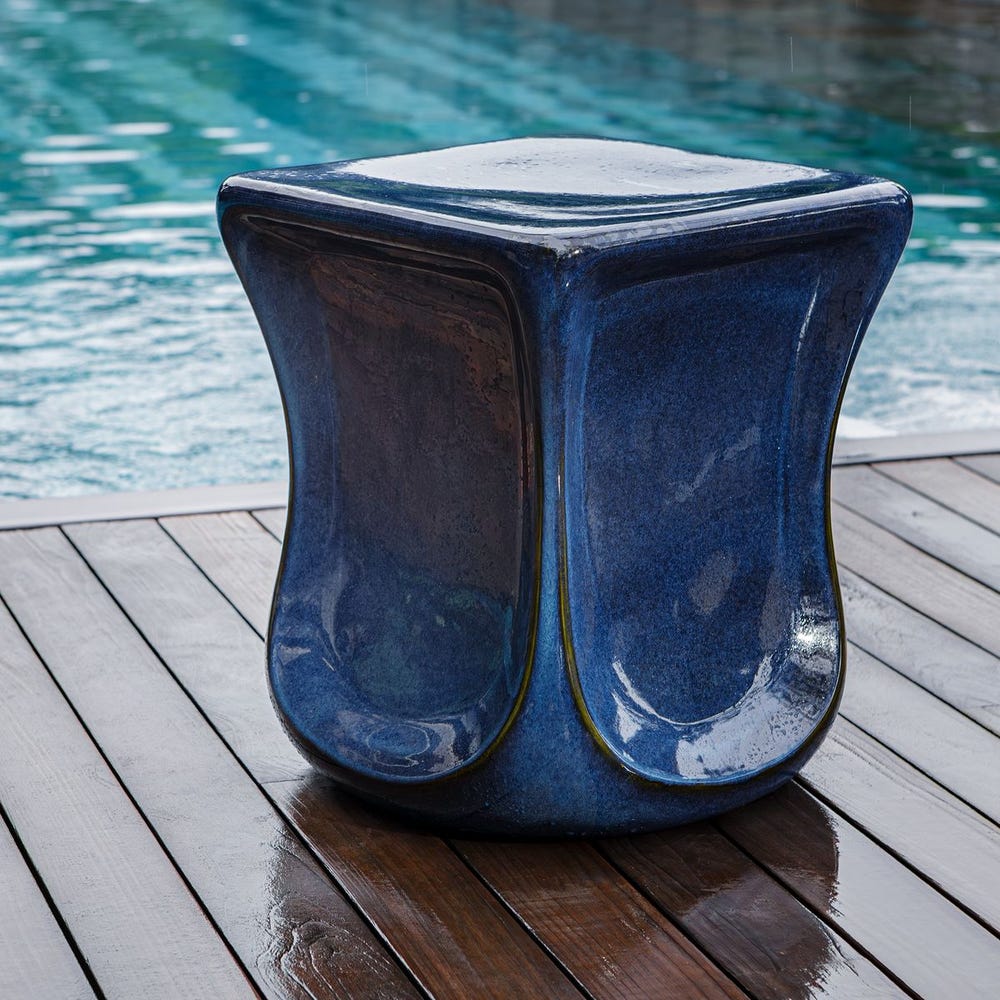 Alcide 18 in. Earthenware Outdoor Accent Table