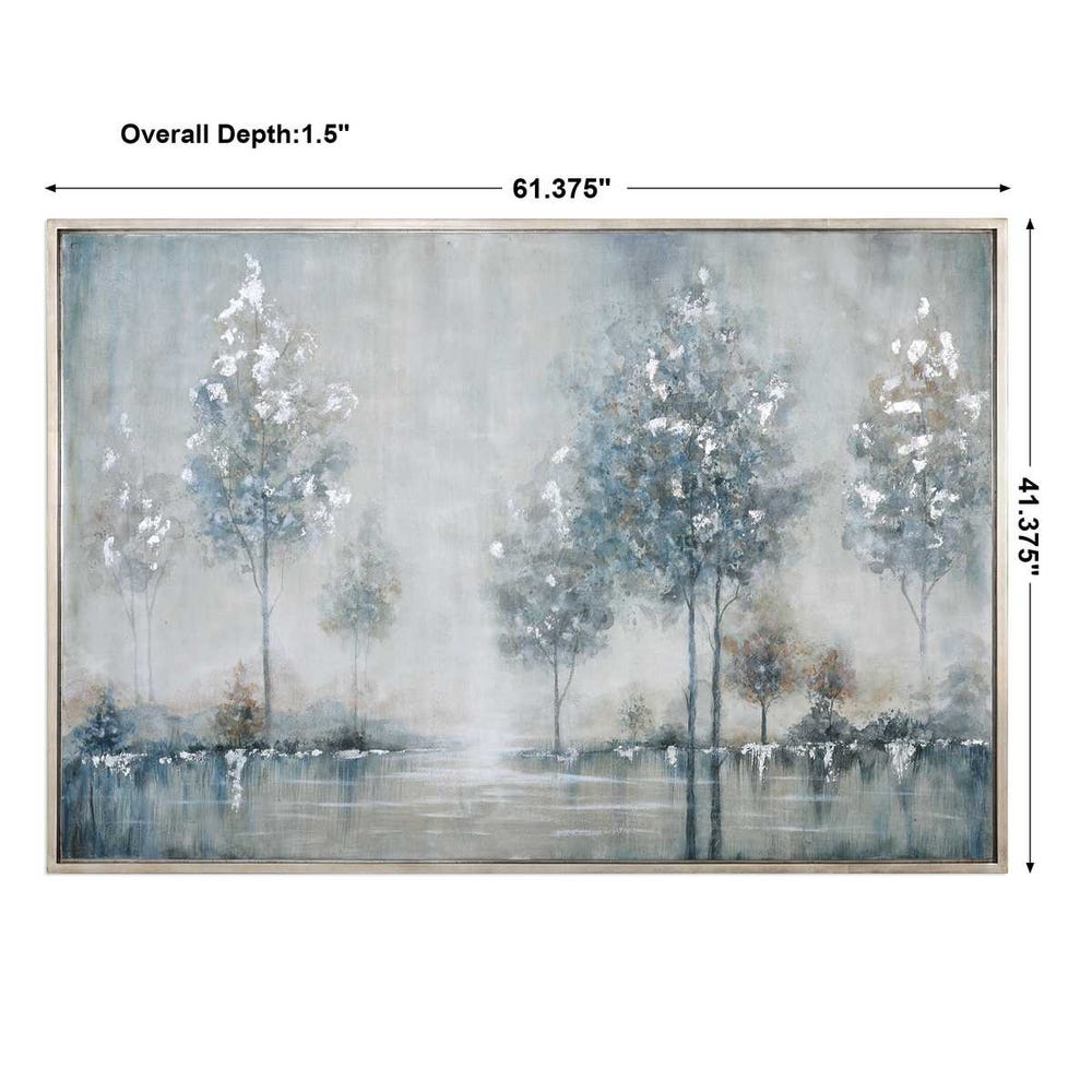 Snowly Lake 61 in. Hand Painted Canvas