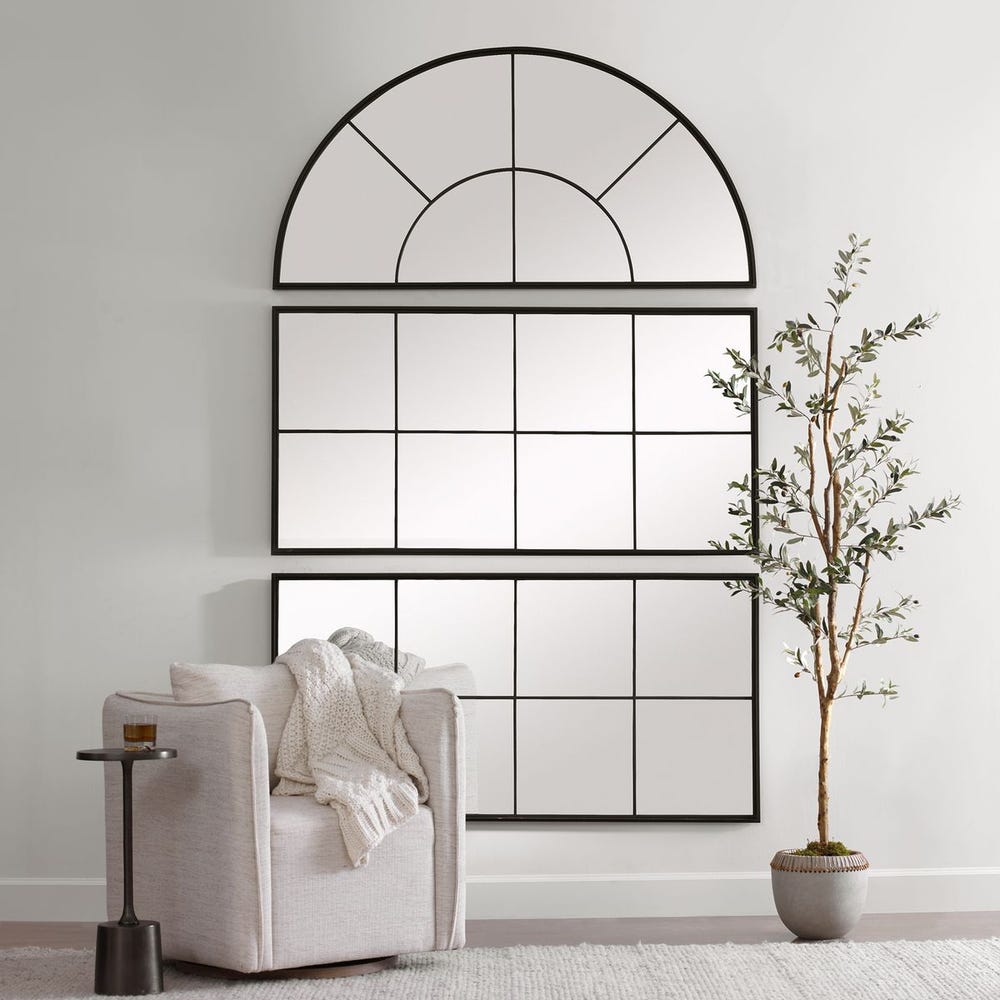 Wrought Iron 60 in. Black Mirror