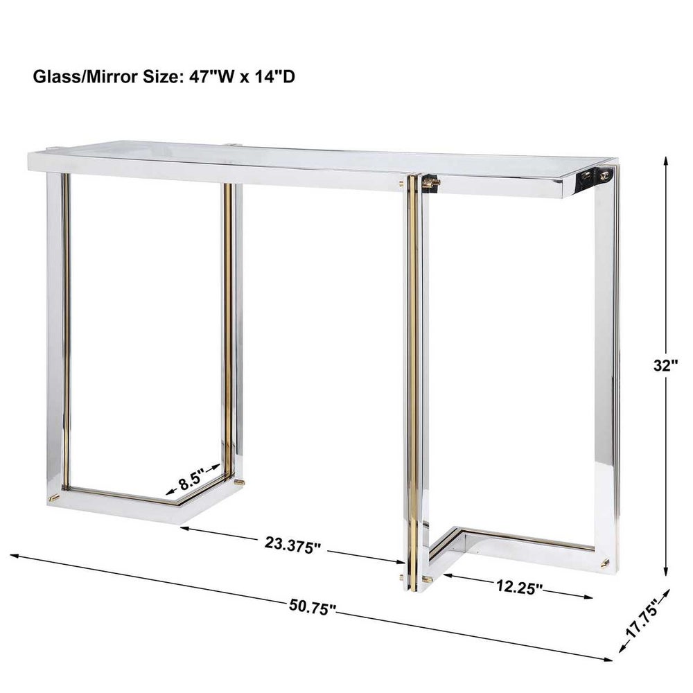 Capraia 51 in. Clear Tempered Glass Top Console Table