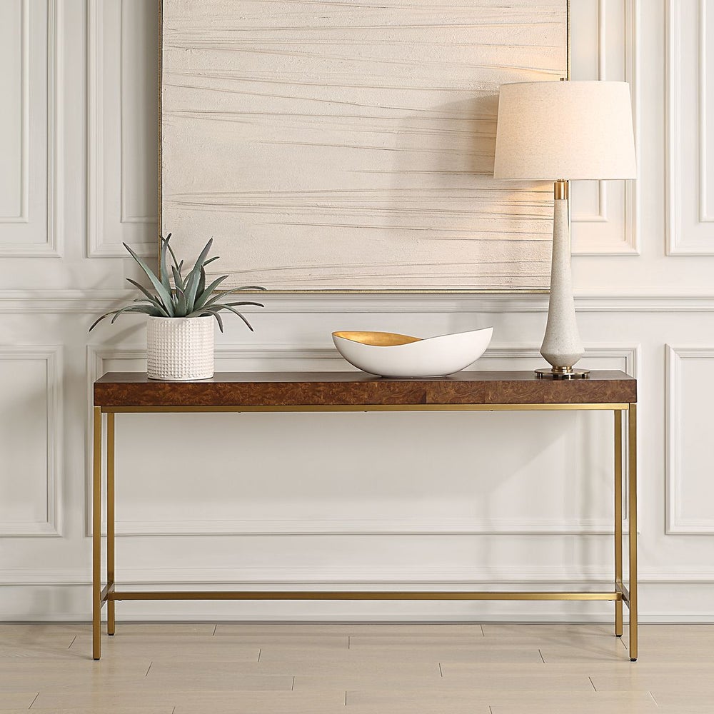 Terme 60 in. Burl Veneer Console Table