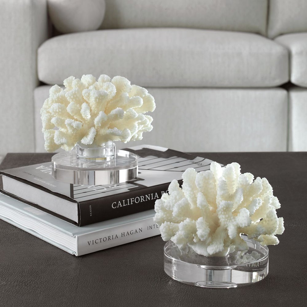 Breton White Coral Sculpture - Set of 2