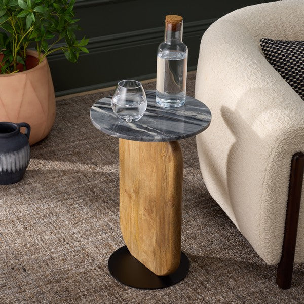 Salci 22 in. Marble Top Accent Table
