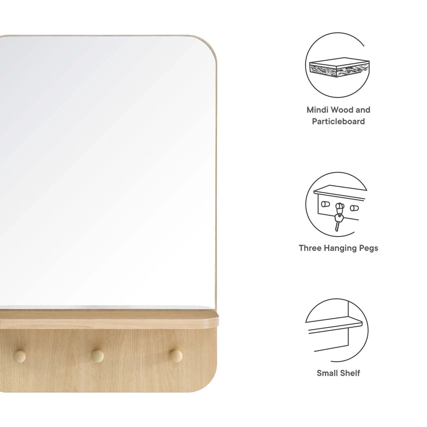 Ortezzano 24 in. Mindi Wood Mirror