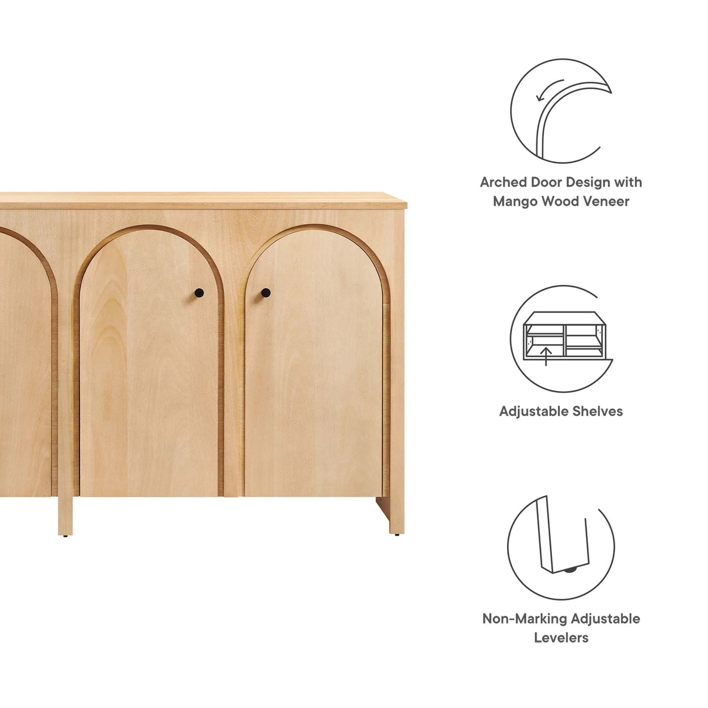 Pereto 71 in. Mango Wood Veneer Sideboard