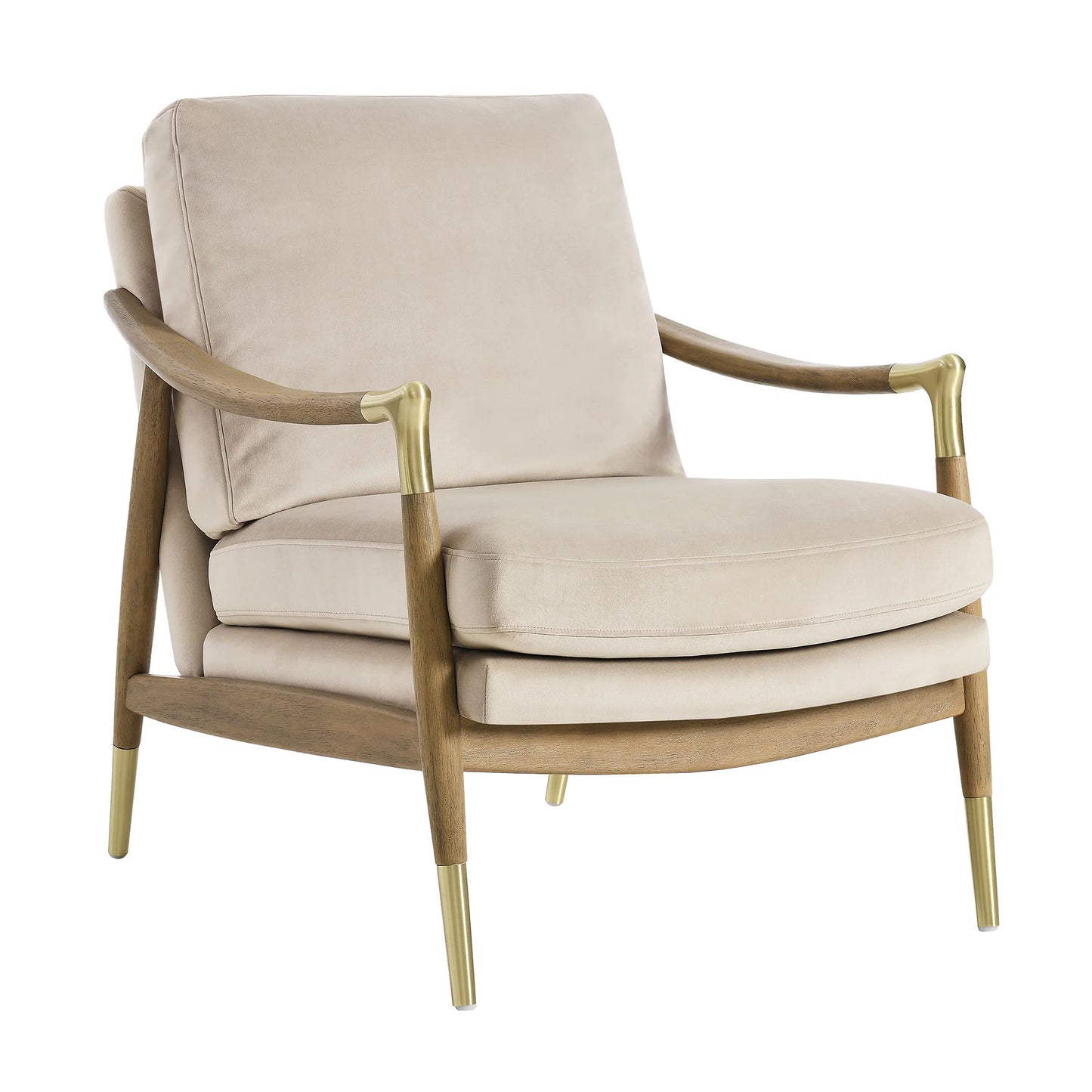 Savona Velvet Accent Chair - Almond Wanut