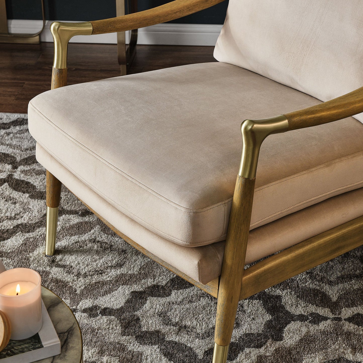 Savona Velvet Accent Chair - Almond Wanut