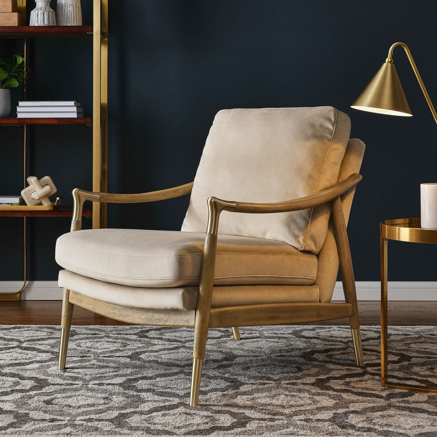 Savona Velvet Accent Chair - Almond Wanut