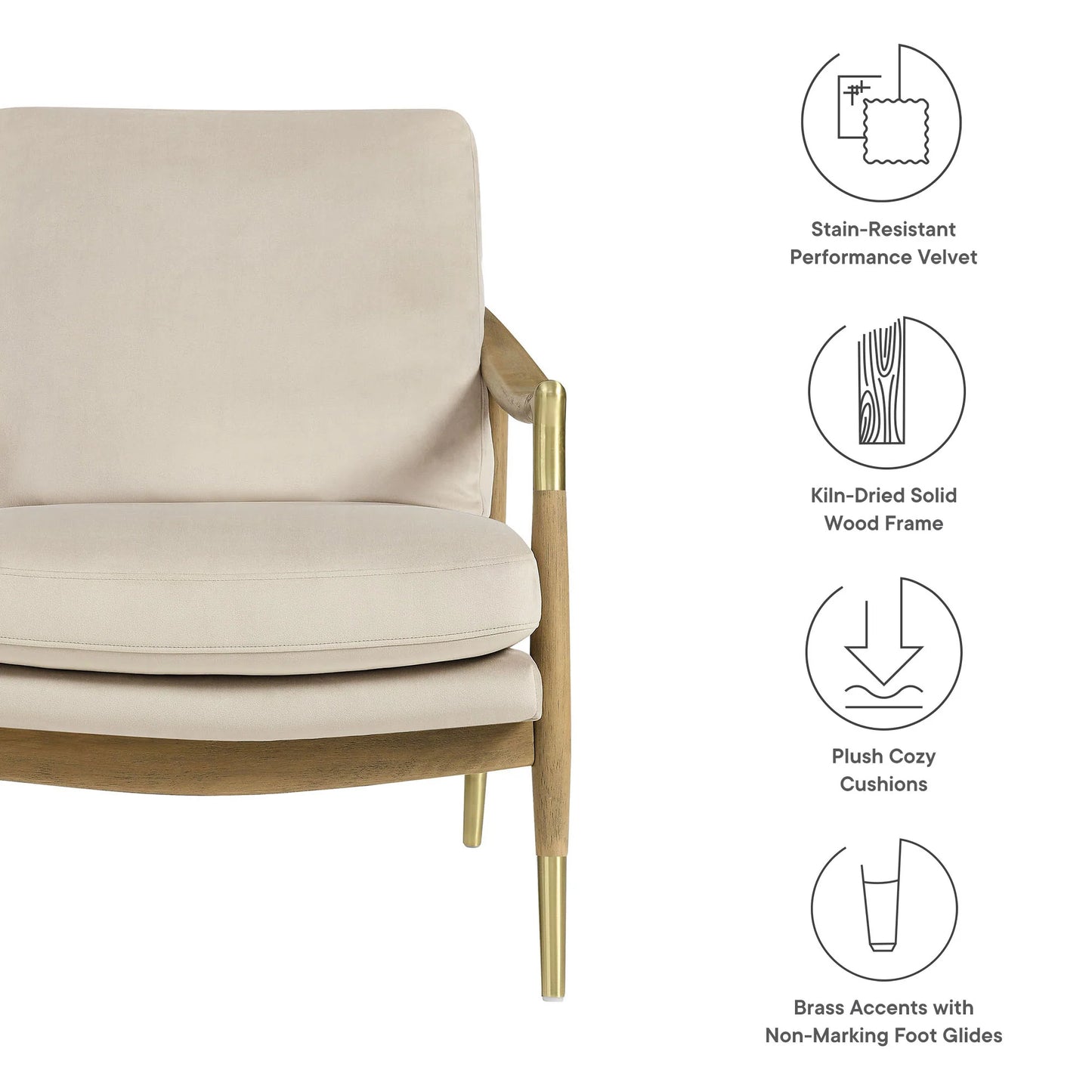 Savona Velvet Accent Chair - Almond Wanut