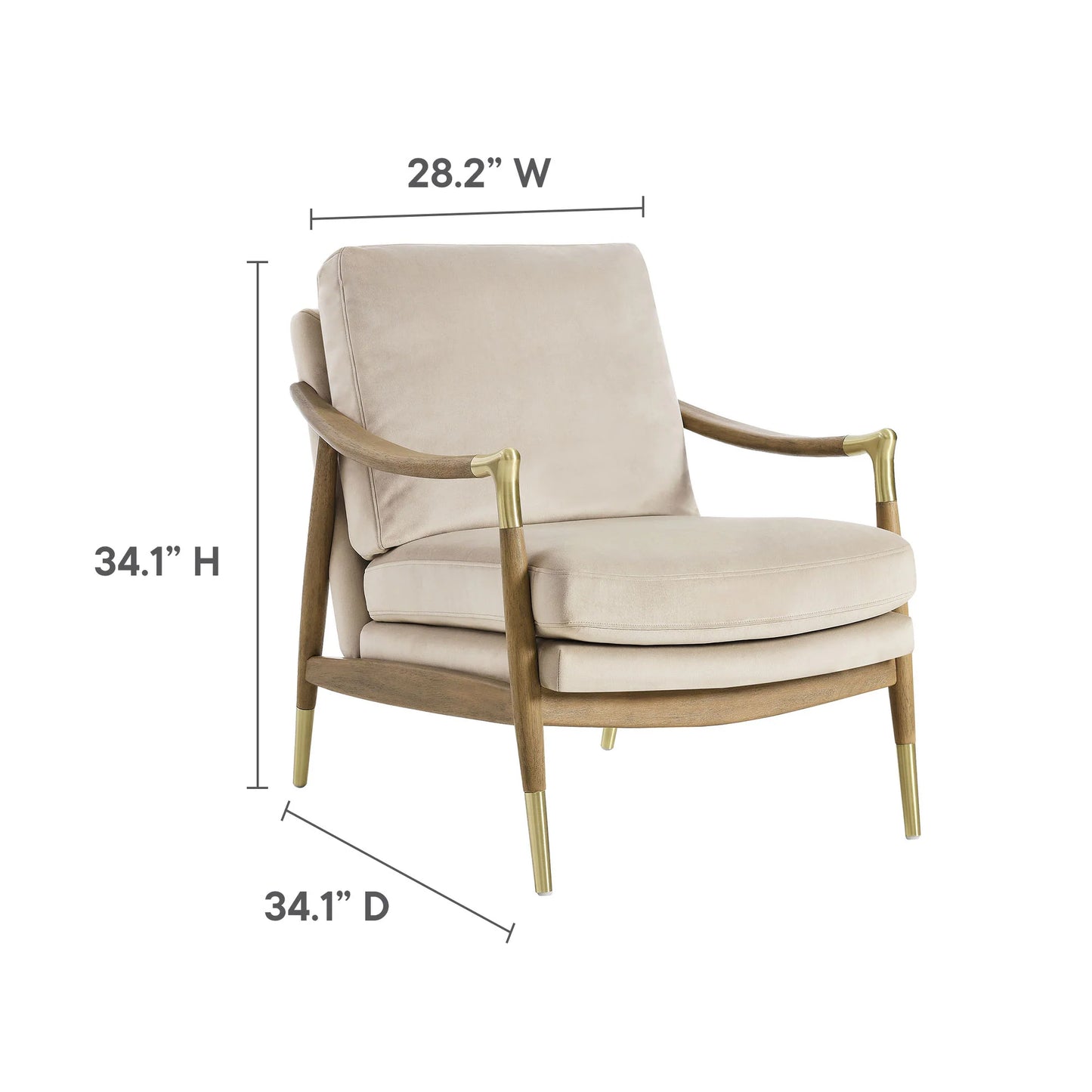 Savona Velvet Accent Chair - Almond Wanut