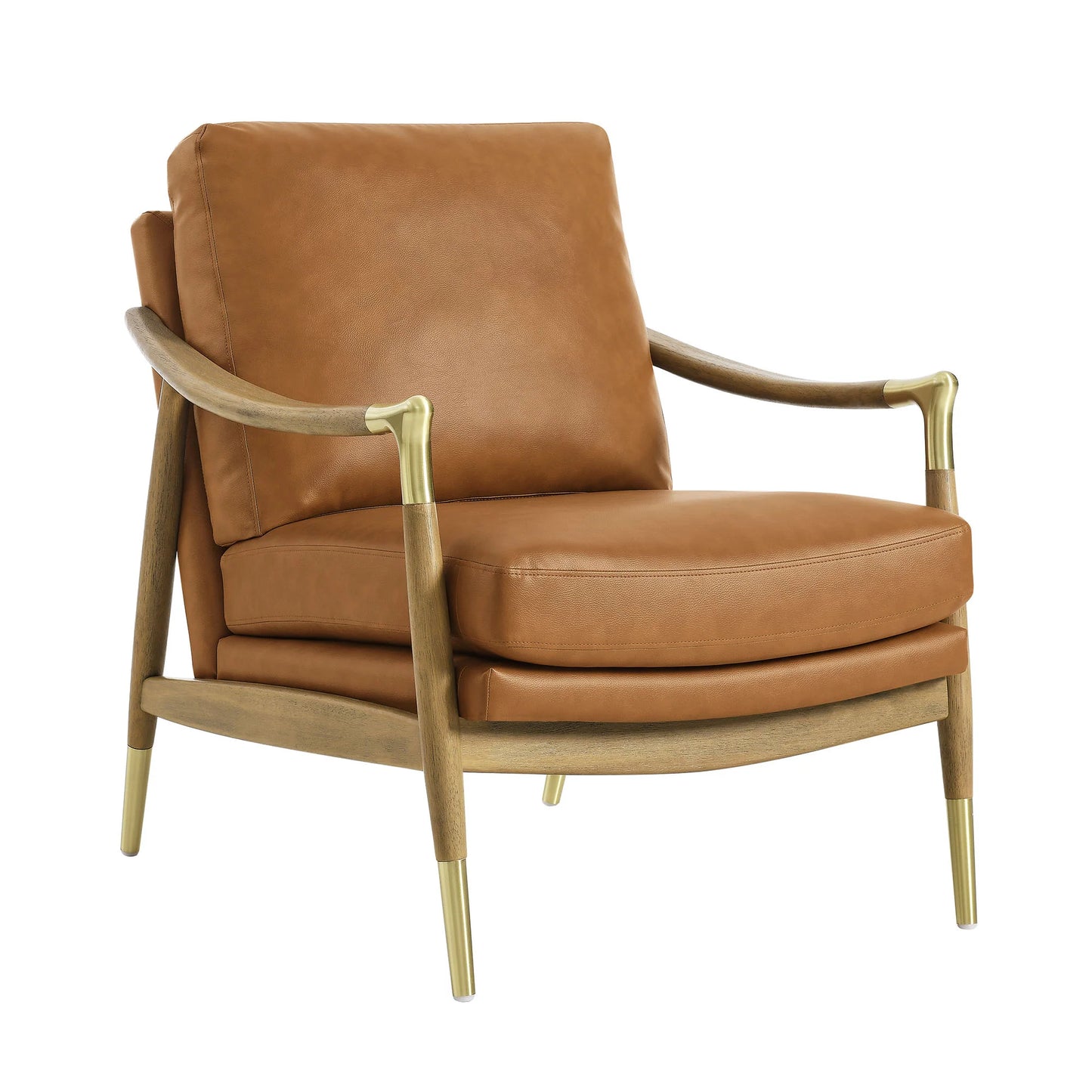 Savona Vegan Leather Accent Chair - Tan Walnut