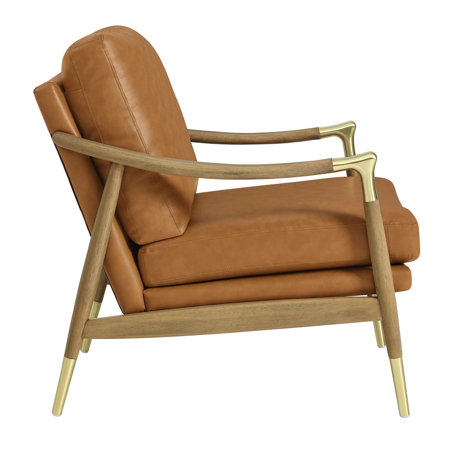 Savona Vegan Leather Accent Chair - Tan Walnut
