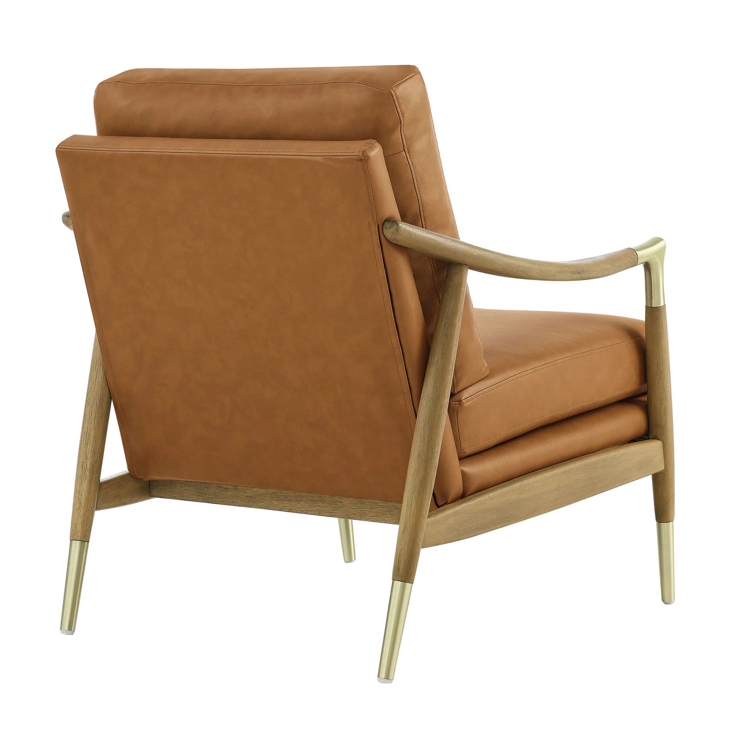 Savona Vegan Leather Accent Chair - Tan Walnut