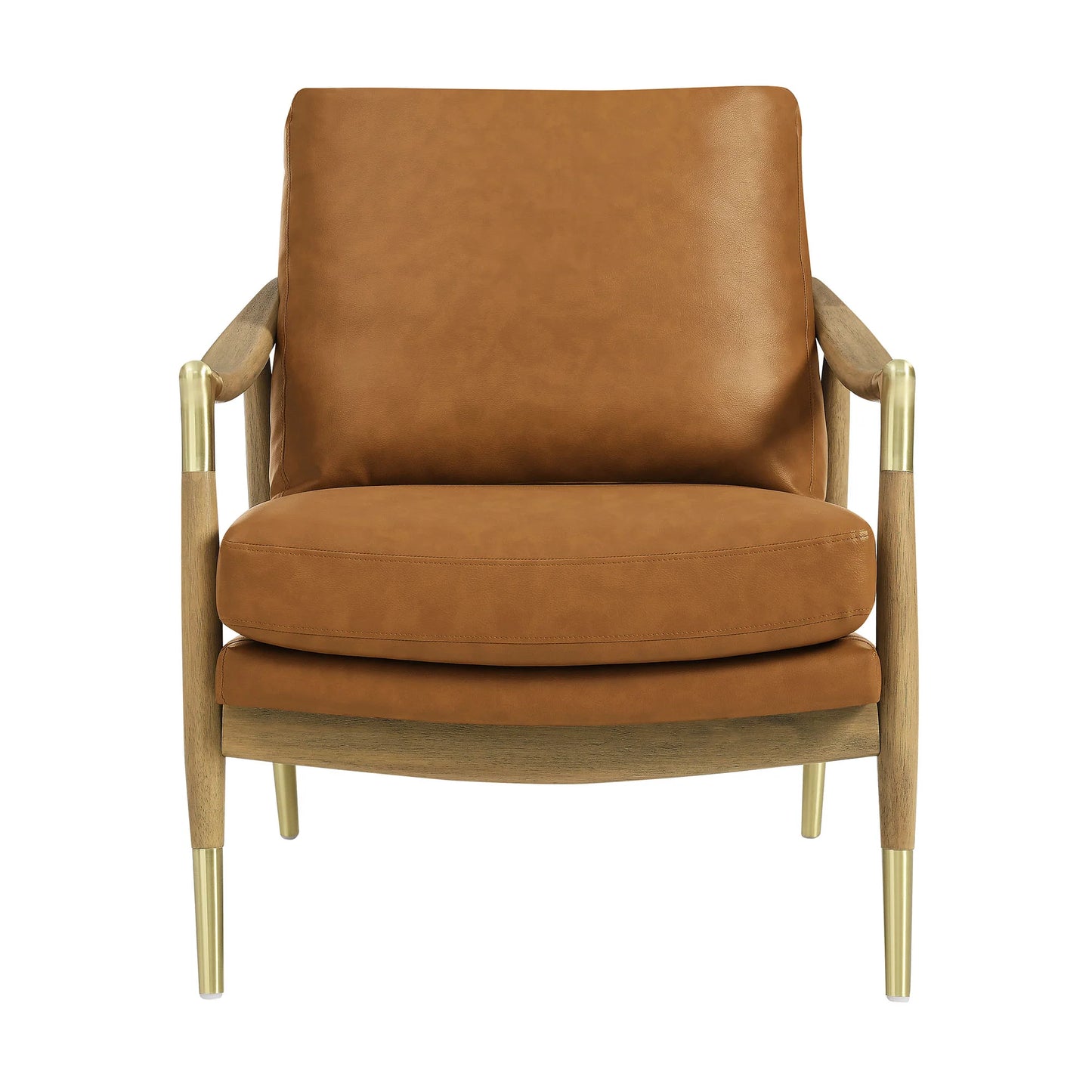 Savona Vegan Leather Accent Chair - Tan Walnut