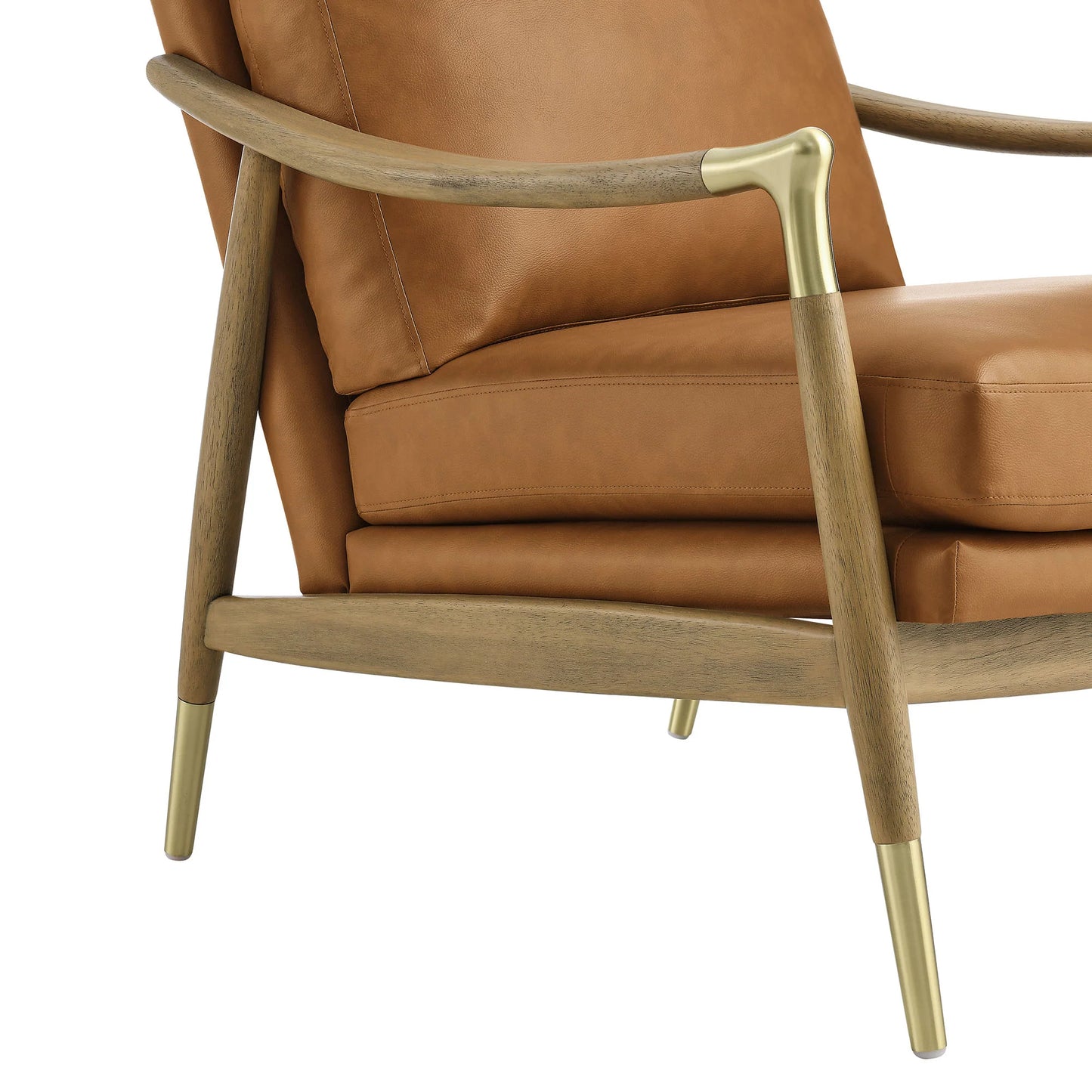 Savona Vegan Leather Accent Chair - Tan Walnut