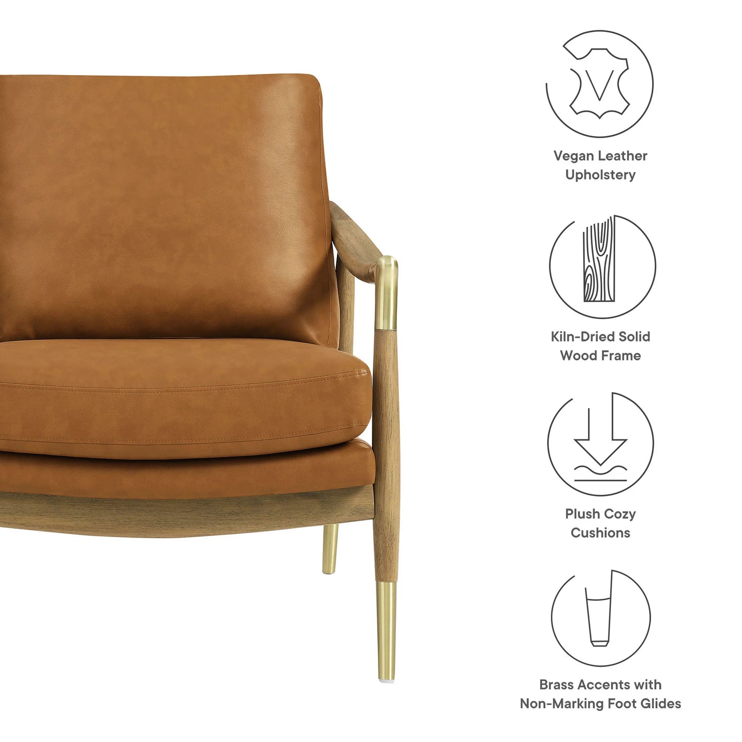 Savona Vegan Leather Accent Chair - Tan Walnut