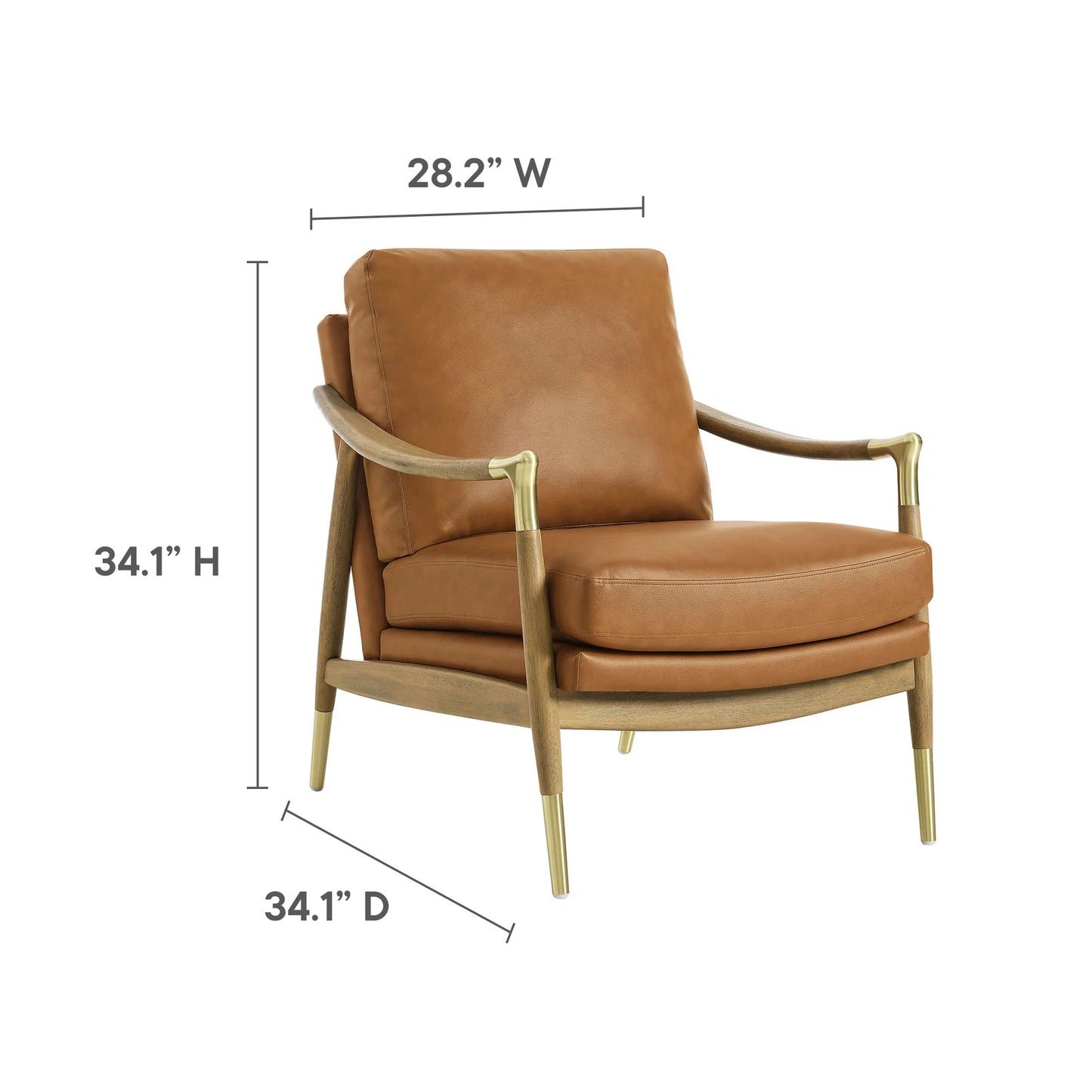 Savona Vegan Leather Accent Chair - Tan Walnut