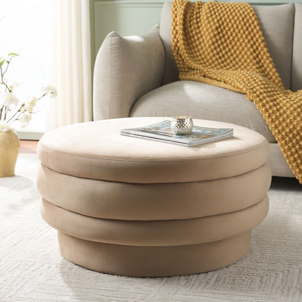 Nocera Layered Velvet Ottoman