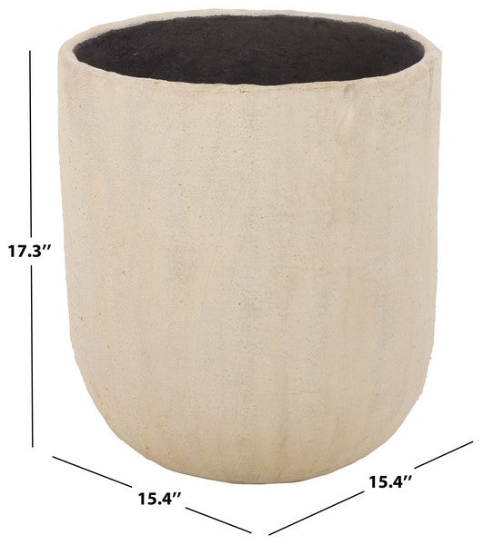 Lauro Cement Bamboo Outdoor Planter Pot - Beige