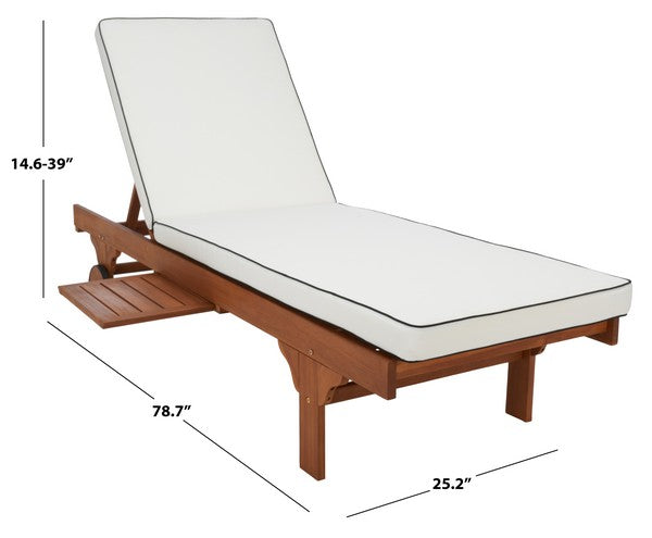 Baldi 80 in. Acacia Wood Outdoor Lounge Chair - Beige