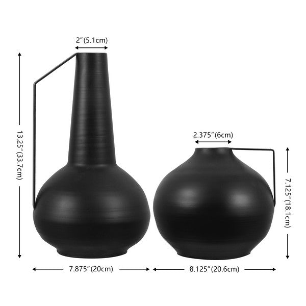 Bolzano Black Iron Vase - Set of 2