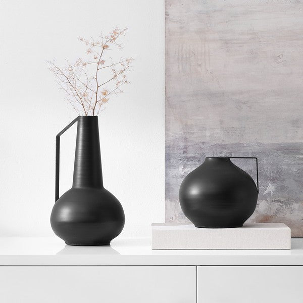 Bolzano Black Iron Vase - Set of 2