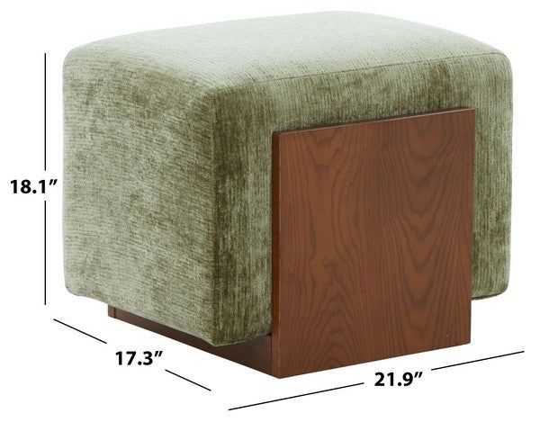 Candia Chenille and Wood Ottoman