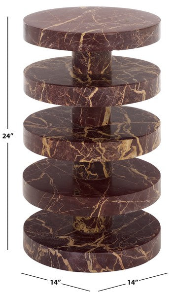 Lesa 24 in. Round Marble Accent Table - Red