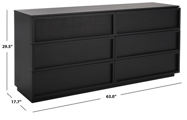 Cella 63 in. Rustic Oak Veneer Dresser - Black