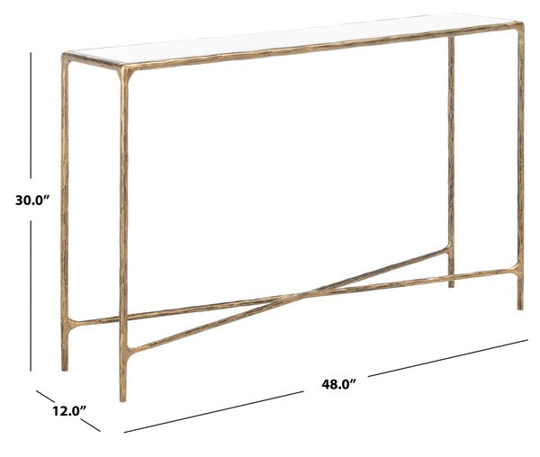 Torinese 48 in. Marble Top Console Table - Brass