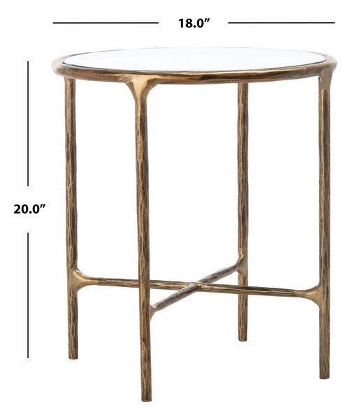 Torinese 20 in. Round Glass Top Accent Table - Brass