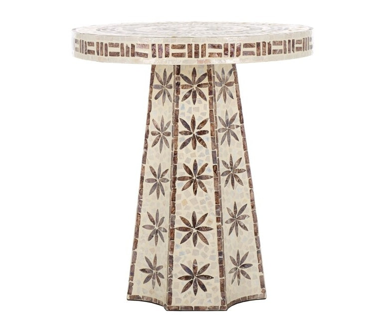 Nuchis 22 in. Capiz Shell Accent Table