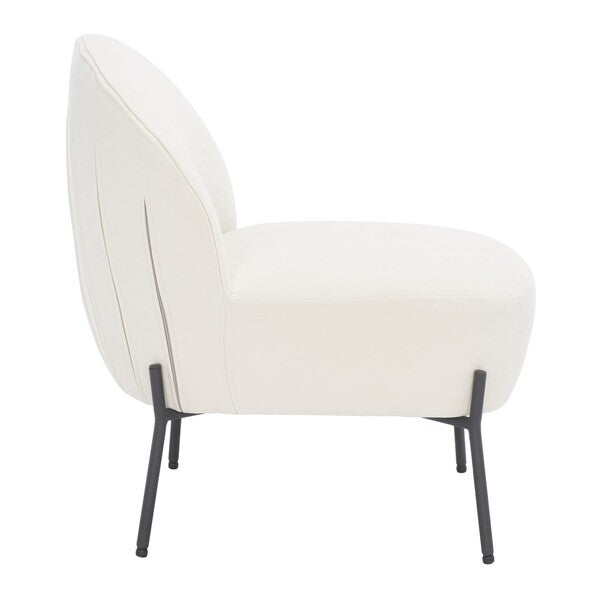 Gandino Velvet Accent Chair - Cream