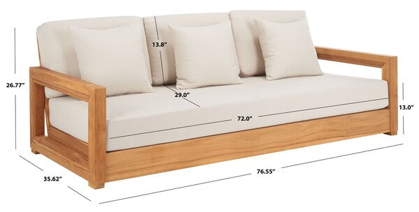 Barolo 77 in. Teak Wood Outdoor Sofa