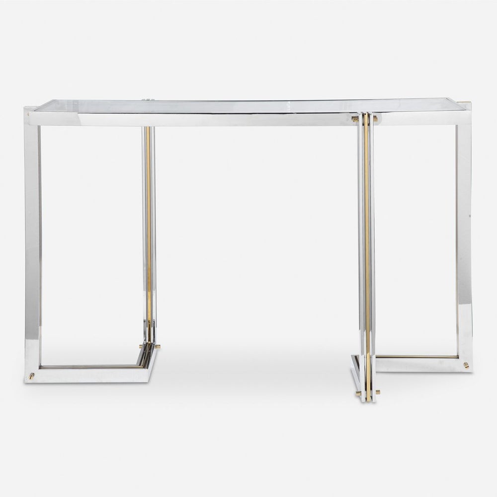 Capraia 51 in. Clear Tempered Glass Top Console Table