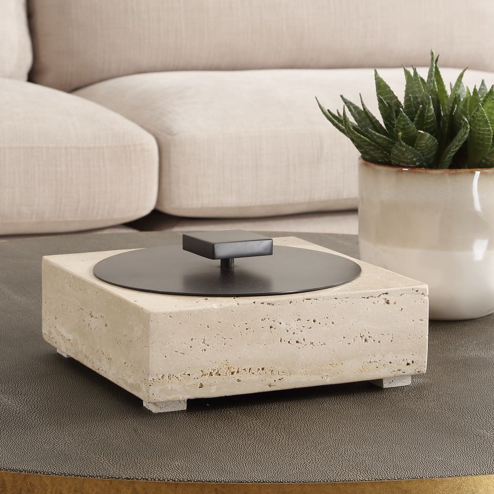 Tinella Square Travertine Box