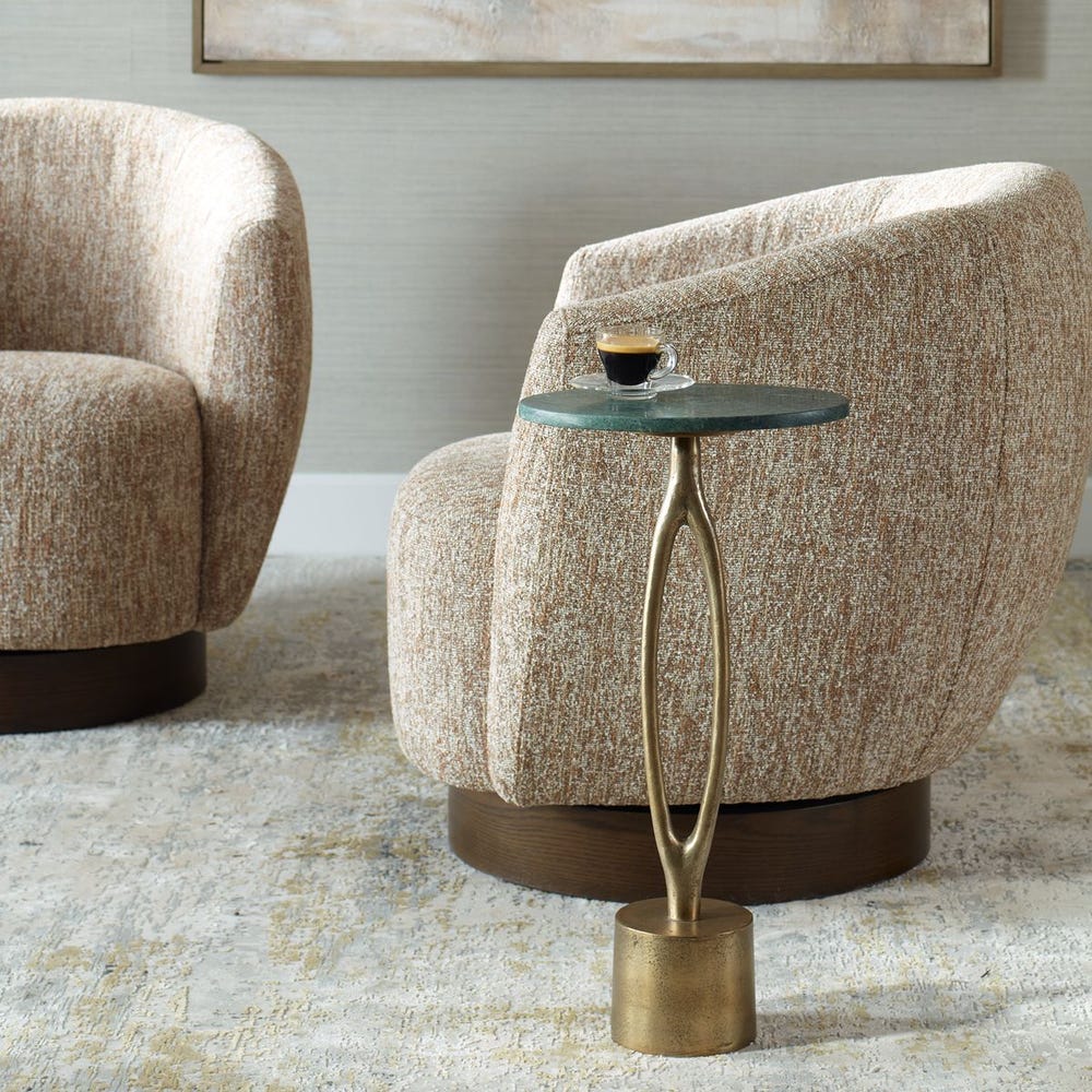 Revine 24 in. Marble Top Accent Table