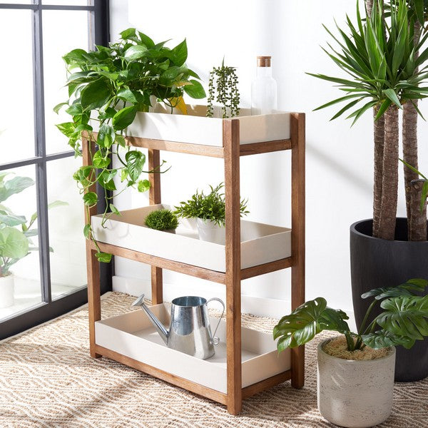 Aielli 39 in. Acacia Frame Outdoor Plant Stand